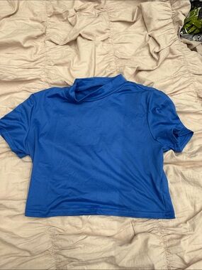 SHEIN Royal Blue Mock Neck Crop Top
